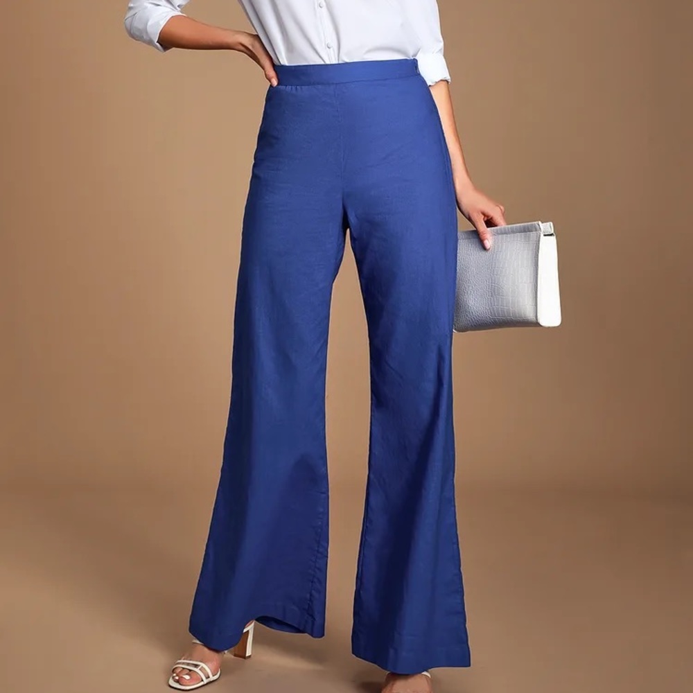 Lulu’s Lanie Blue High Waisted Wide-Leg